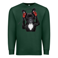 Sports Green french bulldog dj style Premium Sweatshirt - artisFamous