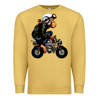 Antique Gold monkey bike cartoon Premium Sweatshirt - artisFamous
