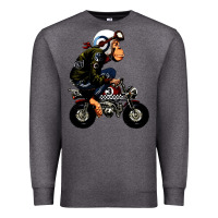 Charcoal Heather monkey bike cartoon Premium Sweatshirt - artisFamous
