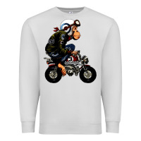 Dove Grey monkey bike cartoon Premium Sweatshirt - artisFamous