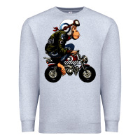 Heather Grey monkey bike cartoon Premium Sweatshirt - artisFamous