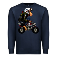 Navy monkey bike cartoon Premium Sweatshirt - artisFamous
