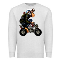 Oatmeal Heather monkey bike cartoon Premium Sweatshirt - artisFamous
