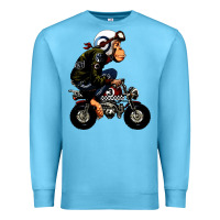 Ocean Blue monkey bike cartoon Premium Sweatshirt - artisFamous