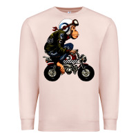 Pale Pink monkey bike cartoon Premium Sweatshirt - artisFamous