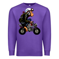 Purple monkey bike cartoon Premium Sweatshirt - artisFamous
