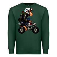 Sports Green monkey bike cartoon Premium Sweatshirt - artisFamous