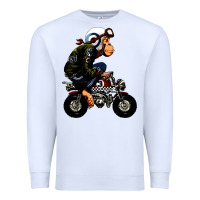 White monkey bike cartoon Premium Sweatshirt - artisFamous