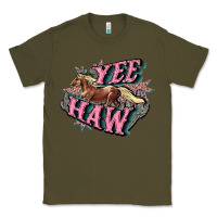 Army Green Yee haw Classic Tee - HowdyJamesFarm