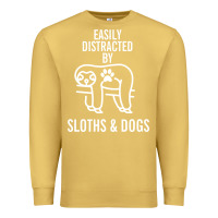 Antique Gold easily distracted by sloths and dogs funny sloth quote paw print Premium Sweatshirt - artisFamous