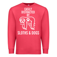 Cardinal easily distracted by sloths and dogs funny sloth quote paw print Premium Sweatshirt - artisFamous
