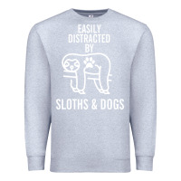 Heather Grey easily distracted by sloths and dogs funny sloth quote paw print Premium Sweatshirt - artisFamous