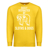Lemon easily distracted by sloths and dogs funny sloth quote paw print Premium Sweatshirt - artisFamous