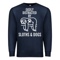 Navy easily distracted by sloths and dogs funny sloth quote paw print Premium Sweatshirt - artisFamous