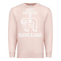 Pale Pink easily distracted by sloths and dogs funny sloth quote paw print Premium Sweatshirt - artisFamous