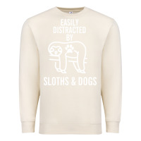 Sandshell easily distracted by sloths and dogs funny sloth quote paw print Premium Sweatshirt - artisFamous