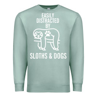 Seafoam easily distracted by sloths and dogs funny sloth quote paw print Premium Sweatshirt - artisFamous
