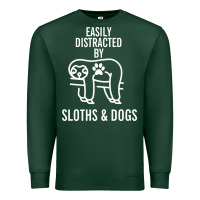 Sports Green easily distracted by sloths and dogs funny sloth quote paw print Premium Sweatshirt - artisFamous