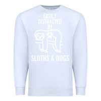 White easily distracted by sloths and dogs funny sloth quote paw print Premium Sweatshirt - artisFamous