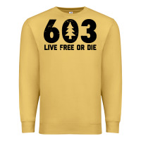 Antique Gold live free or die 603 tree Premium Sweatshirt - artisFamous