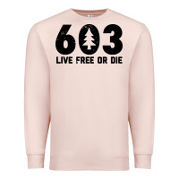 Pale Pink live free or die 603 tree Premium Sweatshirt - artisFamous