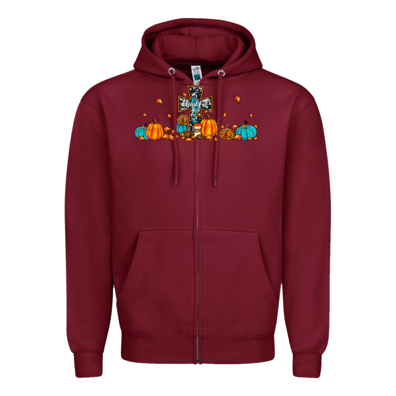 Thankful Cross Pumpkin Zipper Hoodie by JahusDesignShop | Teevron