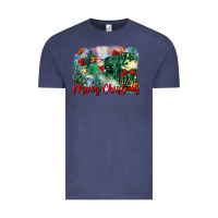 Vintage Denim merry christmas santa polar express Vintage Tee - FaDigitalArtStudio