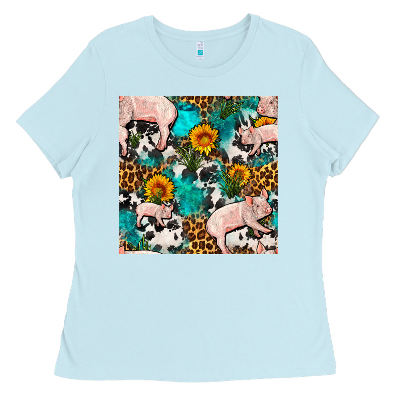 American Yorkshire Pig Seamless Pattern Ladies Tee by FaDigitalArtStudio | Teevron