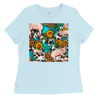 Baby Blue american yorkshire pig seamless pattern Ladies Tee - FaDigitalArtStudio