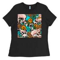 Black american yorkshire pig seamless pattern Ladies Tee - FaDigitalArtStudio
