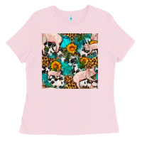 Bubblegum Pink american yorkshire pig seamless pattern Ladies Tee - FaDigitalArtStudio