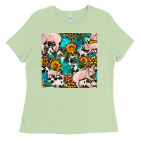 Matcha american yorkshire pig seamless pattern Ladies Tee - FaDigitalArtStudio