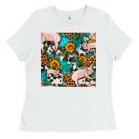 White american yorkshire pig seamless pattern Ladies Tee - FaDigitalArtStudio