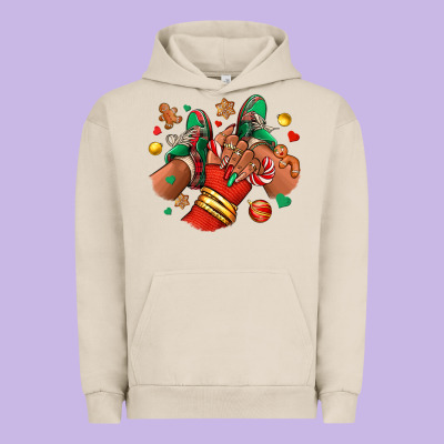 Christmas Black Girl Sneakers Urban Hoodie Designed By Ranaportraitstore