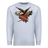 Heather Grey sailor jerry tattoo art military mermaid Premium Sweatshirt - artisFamous