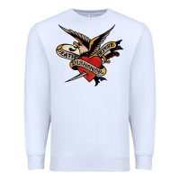 White sailor jerry tattoo art military mermaid Premium Sweatshirt - artisFamous