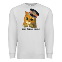 Dove Grey cat tama train station master Premium Sweatshirt - artisFamous
