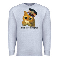 Heather Grey cat tama train station master Premium Sweatshirt - artisFamous
