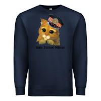 Navy cat tama train station master Premium Sweatshirt - artisFamous