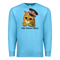 Ocean Blue cat tama train station master Premium Sweatshirt - artisFamous