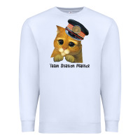 White cat tama train station master Premium Sweatshirt - artisFamous