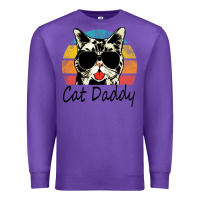 Purple cat daddy vintage Premium Sweatshirt - artisFamous
