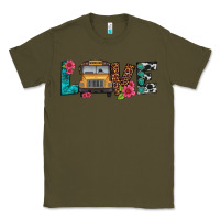 Army Green love school bus Classic Tee - Artiststas