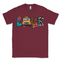 Burgundy love school bus Classic Tee - Artiststas