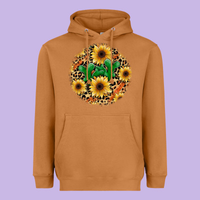 Leopard Cactus Sunflower Heavyweight Hoodie Designed By Jahusdesignshop