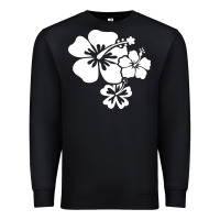 Black hawaiian flower Premium Sweatshirt - artisFamous