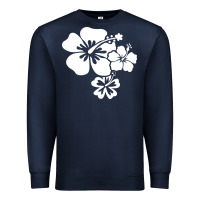 Navy hawaiian flower Premium Sweatshirt - artisFamous
