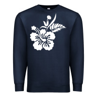 Navy hawaiian flower Premium Sweatshirt - artisFamous
