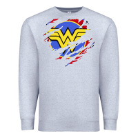 Heather Grey tear off wonder woman shield Premium Sweatshirt - artisFamous
