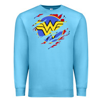 Ocean Blue tear off wonder woman shield Premium Sweatshirt - artisFamous